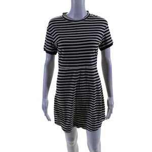 Derek Lam Collective Womens Striped Short Sleeve T-Shirt Dress Black Size 10 140